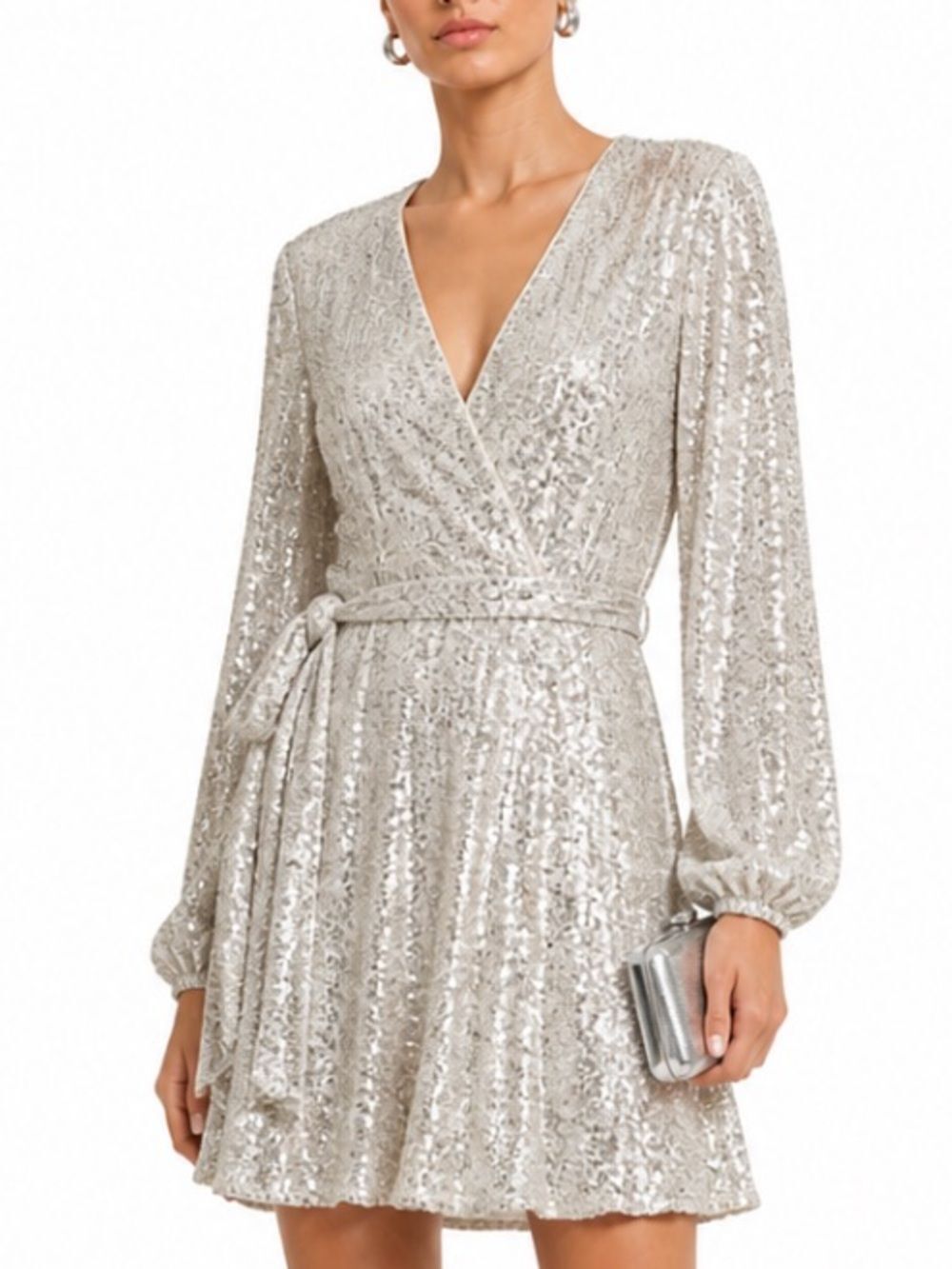 BARDOT Champagne Sequin Fit & Flare Mini Dress  Size 6